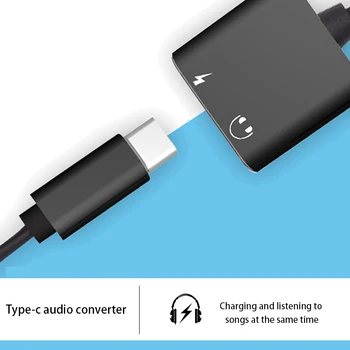 2 in 1 USB C Austiņas Audio Adaptera Par Huawei Xiaomi Redmi Tips C Līdz 3,5 mm Jack Uzlādes Aux Splitte Austiņu Adaptera Kabelis