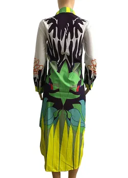 Garš Krekls Ikdienas Kleita Dashiki Sievietēm Jaunā Modes Garas Piedurknes Atloks Vienu Krūtīm Kleitu Āfrikas Apģērbs Pavasara Vestidos