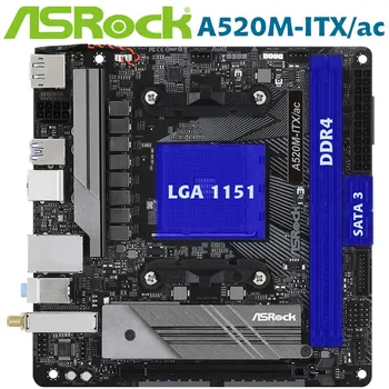 Mātesplati ASRock A520M-ITX/ac Jaunie ddr4 Ligzda AM4 64GB PCI-E3.0 PCI-EX16 M. 2 SATA3 USB 3.2 OC AMD A520 Uz Darbvirsmas (Mainboard)