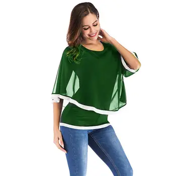 Šifona blūze vasaras t-krekli, sieviešu topi, viegls plus lieluma elpojošs gadījuma sieviete apģērbs džemperi sieviešu drēbes piedāvājumi