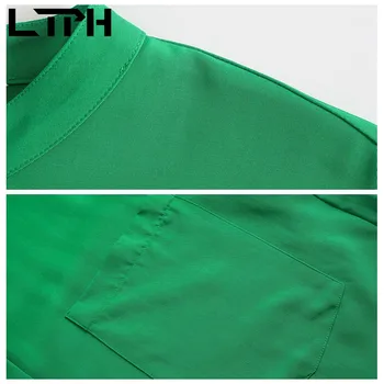LTPH vintage green gadījuma divas gabals, kas sievietēm brīvs krekls ar garām piedurknēm, augsta vidukļa aukliņu bikses Elsas Komplekti 2021. gada vasaras, jaunas