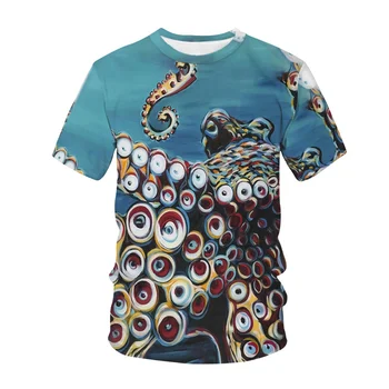 Vasaras Jaunā Modes T-Krekls Ar Astoņkāji Modelis 3D Drukāšanas Vīriešu, Sieviešu Hip-Hop Iela Augšu Gadījuma Īsām Piedurknēm Plus Lieluma