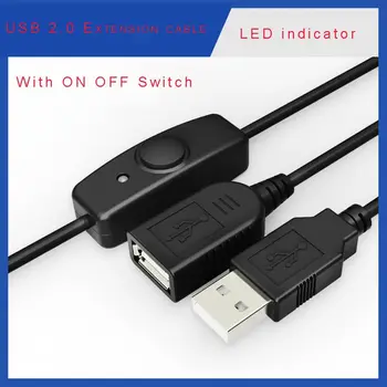 Data Sync USB 2.0 Paplašinātāju Vadu USB Pagarinājuma Kabelis Ar IZSLĒGŠANAS Slēdzis LED Indikators Aveņu Pi PC USB Ventilators, LED Lampas, USB