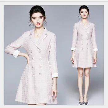 Rudens un ziemas drēbes jaunas tvīda uzvalku svārki kleita sieviešu vidukļa novājēšanu temperaments sieviešu svārki rozā modes sievietēm