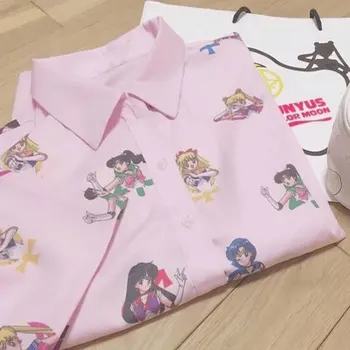 Anime Sailor Moon Rozā Krāsā Ar Īsām Piedurknēm Krekli Harajuku T Krekls Sieviešu Apģērbu 2021 Cosplay Cute Topi Kawaii