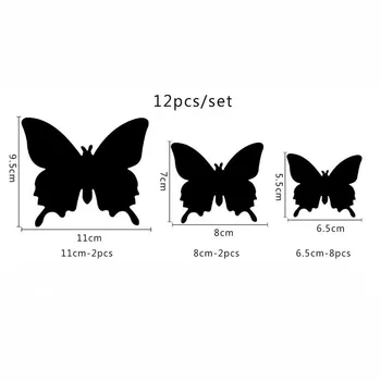 12PCS Butterfly Sudraba Spoguļa Apdare, Mājas zāle Mākslas 3D DIY Sienas Uzlīmes