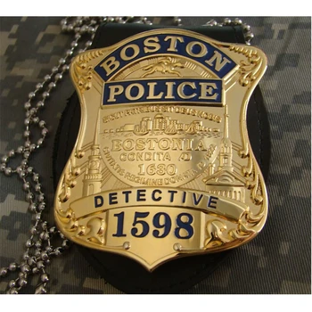 Asv Bostonas Detektīvs Metāla Emblēma 1598 ASV Bostonas Policijas Nozīmītes Kolekcija 7.6*6.6 cm