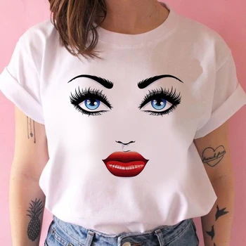 Sieviešu Lakrosa Camisa Print T-krekli Modes Sieviešu T-Krekls Skaista seja Tee Kreklu Seksīgais skropstu Tumblr Grafiskais T Krekls