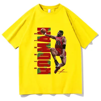 Dennis Rodman Kokvilnas T Krekls Vasaras Vīriešiem, Sievietēm Hip Hop Īsām Piedurknēm Zēns Basketbola T-Veida Topi, Mob Travis Scotts Astroworld Tshirt