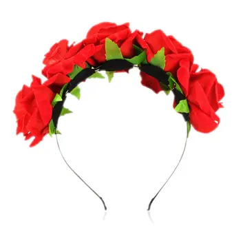 1PC Modes Roku darbs Līgava Ziedu Ziedu Vainags Rožu Galvas Matu Vainags Festivāls Kāzu Matu Aksesuāri Hairbands