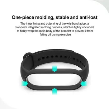 1GB Siksnu Mi Grupa 5 Kontrastējošas Krāsas Silikona Aproce Aproce Nomaiņa TPU Watchbands Par Xiaomi Joslu 5 Delnas Siksniņas