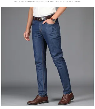 L410-2020. gada vasarā jaunu biznesa džinsi zaudēt taisna caurule vīriešu džinsa bikses Tencel auduma gadījuma vīriešu bikses