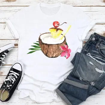 Sieviešu Apģērbu Okeāna Jūras Ziedu Vasaras Pludmales Brīvdienu Modes Īsām Piedurknēm Drukāt Karikatūra Tshirt Sieviešu Tee Top Grafiskais T-krekls