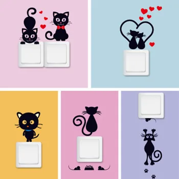 1gb Modes Karikatūra PVC Kaķis Universālais Sienas Uzlīmes Creative Gudrs viesistaba Amatu Mājas Apdare SwitchStickers