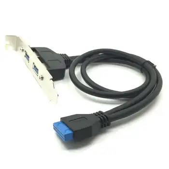 Dual Port USB 3.0 Kabeli, lai Pamatplate (Mainboard) 20pin Galvenes Adaptera Kabeli w/Aizmugures PCI Stiprinājuma Panelis 20-pins 2 X USB Sieviete