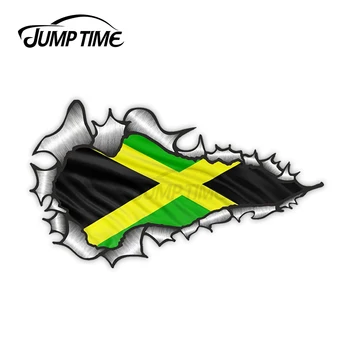Lēkt Laiks Ripped Ieplīsis Metāla Konstrukcijas Ar Jamaiku Jamaikas Karoga Motīvs Ārējās Vinila Auto Uzlīmes Windows Buferi