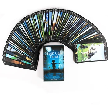 Melni Kaķi Tarot Kartes Klāja PRISMA VĪZIJAS TAROTCard Spēle 78 Kārtis ar Rokasgrāmata Zīlēšana angļu, spāņu, franču, itāliešu,