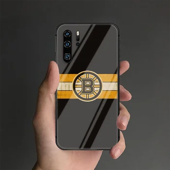 Bostonas Hokeja Komanda Tālruņa Rūdīts Stikls Lietu Vāku, Lai Huawei P Nova Mate 5T 20 30 40 Pro Lite Smart 2019 2021 3D Black Etui