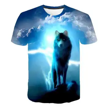 Ir 2021. Bērnu T Krekli Zēniem Dzīvnieku Vilku T Krekls Vasaras Top Tee Vilku Apģērbu Īss T-kreklu, lai Puika Bērniem, Apģērbs Apģērbs
