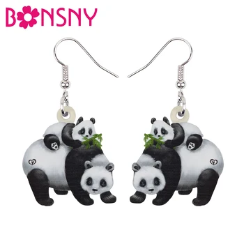 Bonsny Akrila Mātes Diena Lovely Baby Panda Vilināt Auskari Kritums Modes Anime Dzīvnieku Rotaslietas Sievietēm Meitenes Lady Piederumi