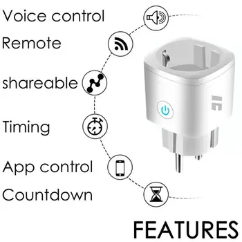 Tuya 10.A ES Smart Plug Wifi Smart Ligzda Smart Dzīves APP Bezvadu Tālvadības pults Balss Kontroles Darbu Ar Alexa, Google Palīgs