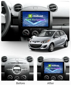 Automašīnas Radio 2G RAM Android 9.1 HD Lielā Ekrāna MAZDA 2 Demio Trešās Paaudzes 2007-GPS Navigācijas Multimediju Atskaņotājs