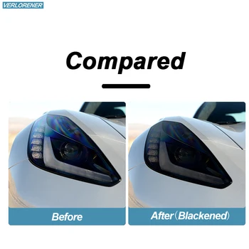 2 Gab., Auto Lukturu aizsargplēvi Kūpinātas Melnu Nokrāsu Wrap Caurspīdīga Vinila TPU Uzlīme Par Chevrolet Corvette C7-2019