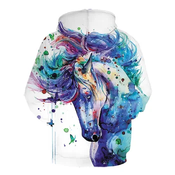 Skaisti Harajuku Hoodies 3D Iespiesti Zirgu Lielajam Vīriešu un Sieviešu Krekls Džemperis ar garām Piedurknēm ar Kapuci sporta Krekli