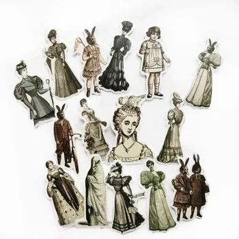 50GAB Vintage Eiropas Dāmas Scrapbooking Uzlīmes Etiķetes Dienasgrāmata Uzlīme Retro Raksturu Modes Kleitu Dizaina Dekori Lipīgs Papīrs