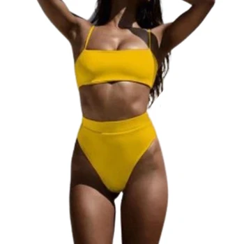 Sieviešu Sexy 2gab Bikini Komplekts Cami Siksna Lenta Peldkostīmu vienkrāsainu peldkostīms M68D