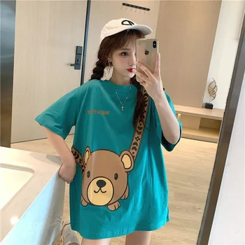 Sieviešu Vasaras T-krekls Cute Sedz Iespiesti Īsām Piedurknēm Gadījuma Kawaii Jaunu korejiešu Stilā Ins Modes Sieviešu Topi Ins Tees