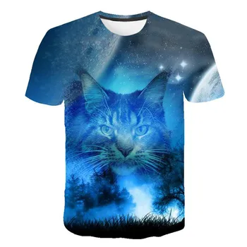 Vasaras Drēbes, Zēns, Meitene T-Krekls 3d Dzīvnieku Kaķis Print T-Krekls Zēns Meitene Personības Bērniem Īss Piedurknēm Krekls T-Krekls Apģērbi