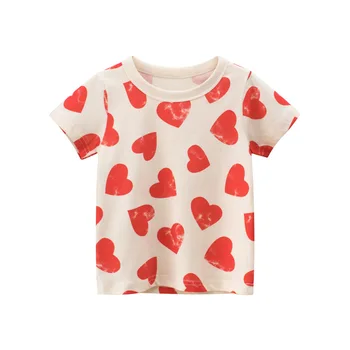 Ir 2021. Vasaras T-Krekls Meitenēm, Bērniem, Multiplikācijas Filmu Topi Tee Baby Toddler Kokvilnas Ar Īsām Piedurknēm Sirds Drukas T 2-8 Gadu Bērnu Apģērbs