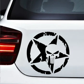 Punisher skelets Pentagramma personības 3D ūdensizturīgs auto uzlīme ir piemērots PVC, auto durvis, persona interesanti Decal