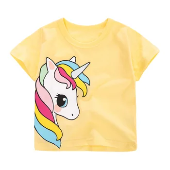 Maz Maven Meitenes Jauno Unicorn Dzeltenā T-Krekls Jauki Bērnu Apģērbi Topi Bērnu Bērniem no 2 līdz 7 Gadu vecumam