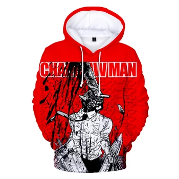 3D Iespiesti Hoodies Chainsawman Sieviešu/Vīriešu Rudens Ziemas Kapuci sporta Krekls Motorzāģi, vīrietis Gadījuma Streetwear Drēbes
