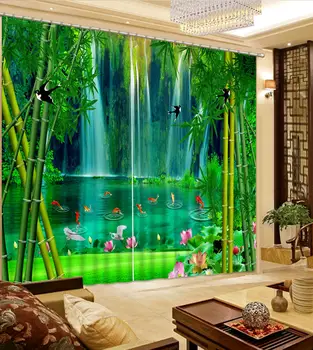 3D Aizkari pasūtījuma Ūdenskritums dekorācijas guļamistabas aizkari viesistabā Mājas Skaisti modes aizkari