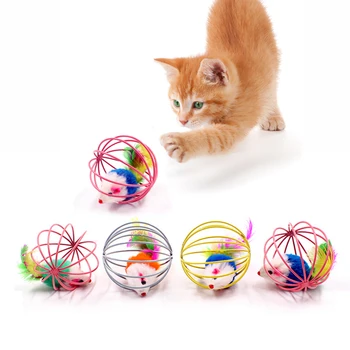 1GB Izlases Krāsas Kaķis Bumbu Rotaļu Peles Būrī Bumbu Rotaļlieta Kaķis Funny Interaktīvu Rotaļu Kaķis Spēlēt Chase Rotaļlieta Kaķis Peli Rotaļlietas Dorakitten