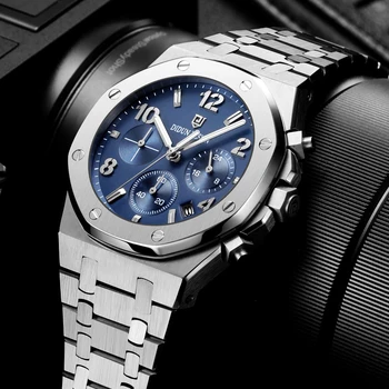 DIDUN skatīties vīrieši luksusa tērauda kvarca skatīties vīriešu biznesa chronograph watch sporta rokas pulksteņi 30M ūdensizturīgs
