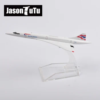 JASON TUTU 16cm British Airways Concord Plaknes Modeli, Gaisa Lējumiem Metāla 1/400 Mēroga Lidmašīnas Modeli Dāvanu Kolekcija
