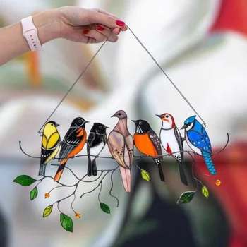 Iekrāso Putnu Stikls Logu Tapsējuma Akrila Sienas Karājas Putnu Istaba Guļamistaba Skandināvijas Dekoru Wind Chimes Kulons Mātes Dāvana