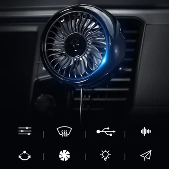 Auto Fanu 360° Grozāms USB Powered Automašīnu Dzesēšanas Ventilators ar 3 Gaismas Ātrumu Auto Ventilators vadības Paneli, Gaisa Ventilācijas