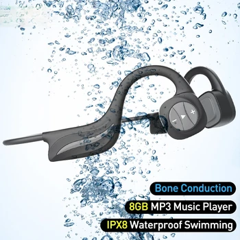 Kaula Vadāmība Austiņas Bluetooth bezvadu Austiņas 8GB IPX8 Ūdensizturīgs MP3 Atskaņotājs Peldēšana Daivinga Sporta spēļu Austiņas