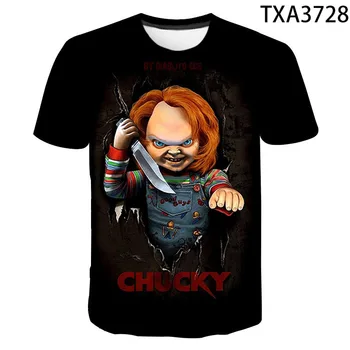 Ir 2021. Jauno Vasaras Chucky 3D T Kreklu apdruka Vīriešu Sieviešu Bērnu Foršs Gadījuma Modes Īsām Piedurknēm Streetwear Zēns Meitene Bērniem, Iespiestas Topi Tee