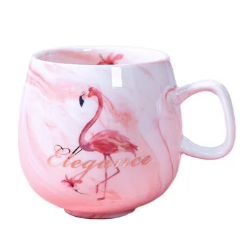 Radošā Marmora Keramikas Krūze Flamingo Kafijas Krūze Tējas Tase Biroja Bārs Drinkware Dāvanu MJ1125