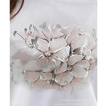 WEPBEL T-krekls Sieviešu Ikdienas Ziedu Iespiesti Brīvs T-krekls Vasaras Modes Īsām Piedurknēm Strapless O-veida Kakla Sequined T-krekls