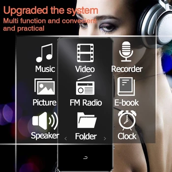 Mp3 Atskaņotāja Hifi Metāla Portatīvā Bluetooth, Mūzikas Pleijeris ar Fm Radio Ierakstīšana Iebūvēts Skaļrunis Touch Taustiņu 1.8 Collu Tft Ekrānu